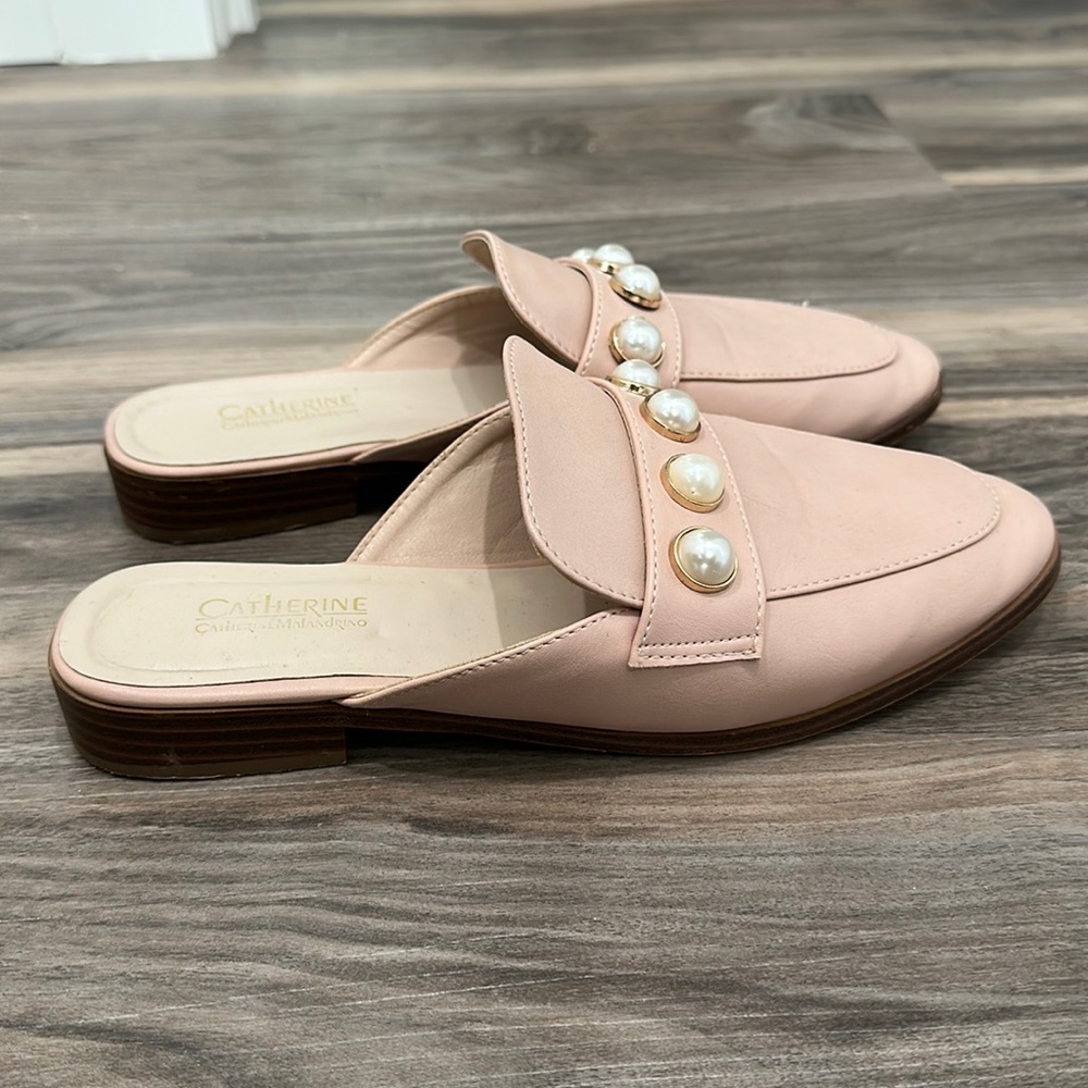 Catherine Malandrino pink slide on mules